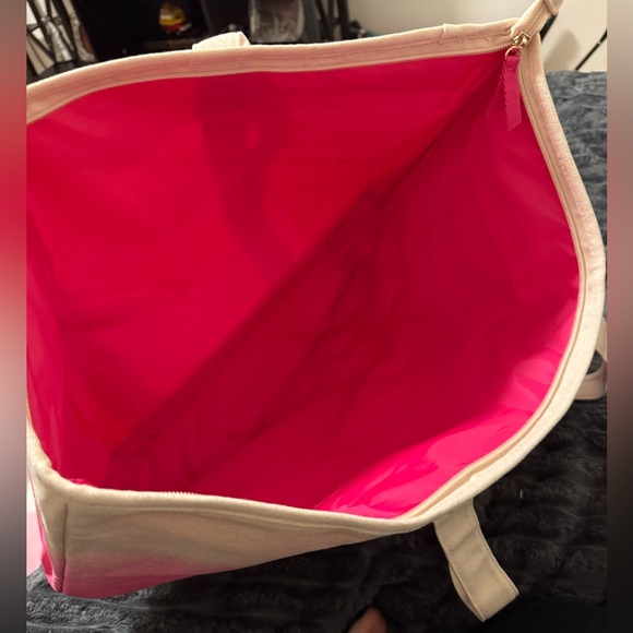 Pink Ombre Canvas Tote with Frayed Strip Detail Victoria Secret - Picture 3 of 5